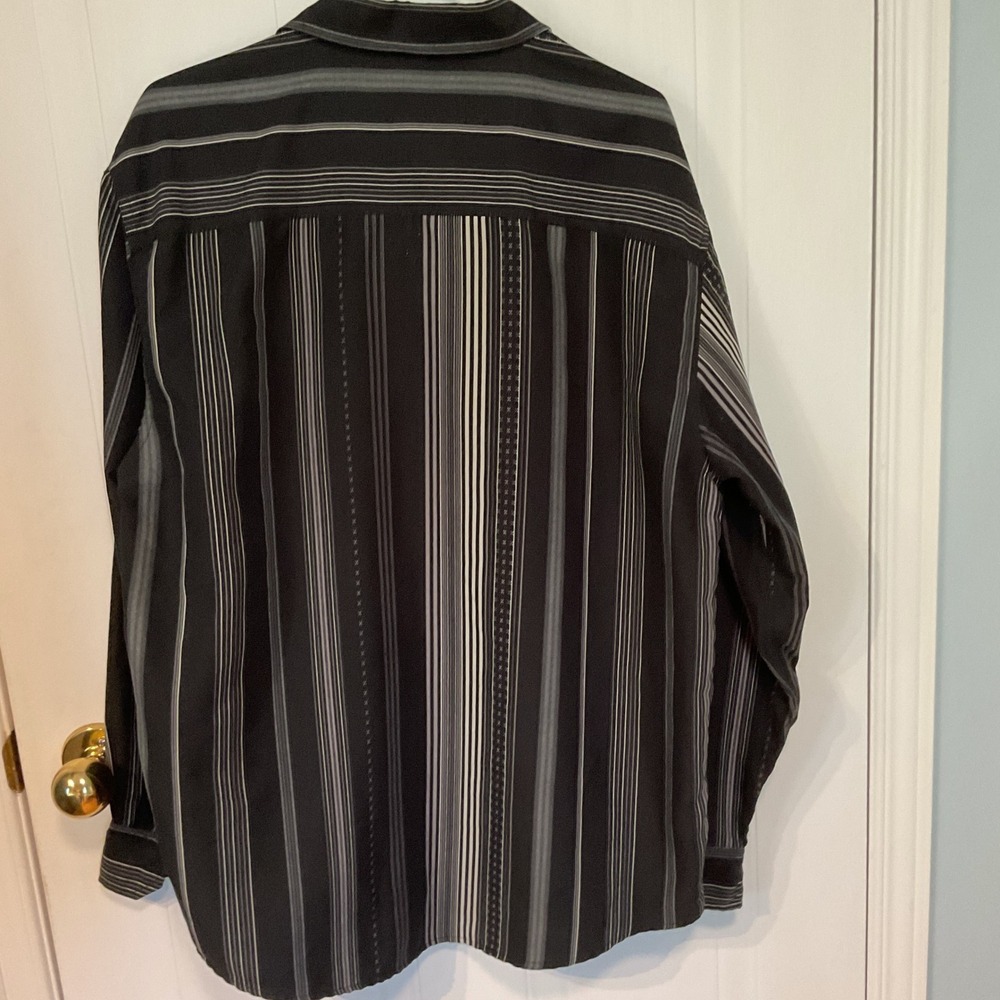 Nevada Button Down Shirt Mens M Black Excellent Striped Long Sleeve Pocket - Picture 5 of 5